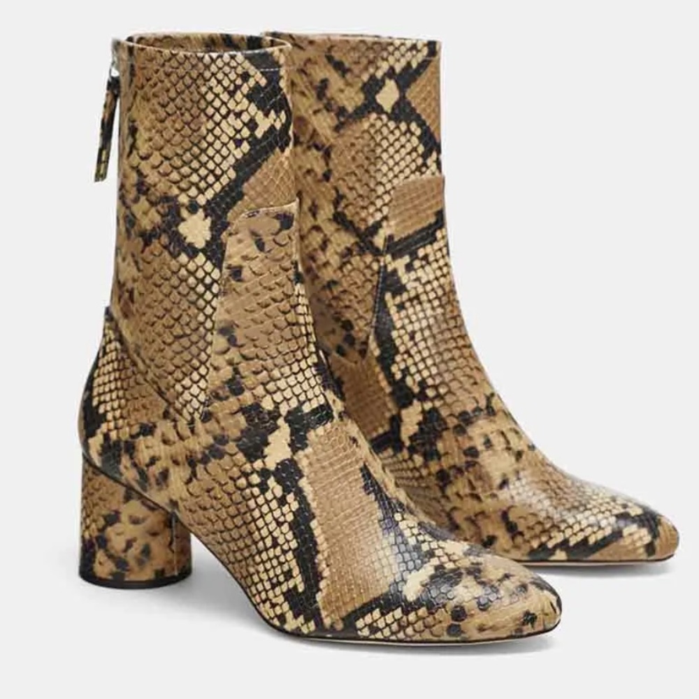 Zara snakeskin ankle boots